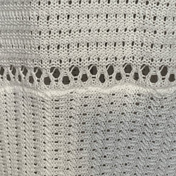 Scoop White Knit High-Low Mermaid Hem Flowy Dress Crochet Cutout Detail Maxi - Picture 6 of 9